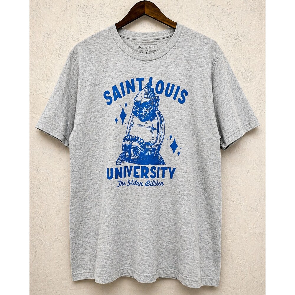 SAINT LOUIS UNIVERSITY BILLKEN TEE GRAY L HOMFIELD Y2K GRAPHIC